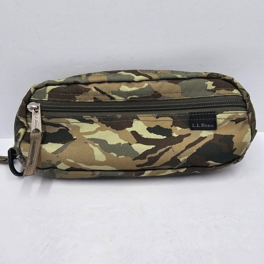 LL Bean Mini Zippered Travel Pouch Pencil Case Camo Utility Toiletry Bag